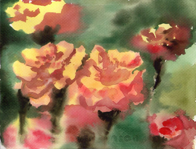 Flores amarillas Watercolour Paper Floral Painting