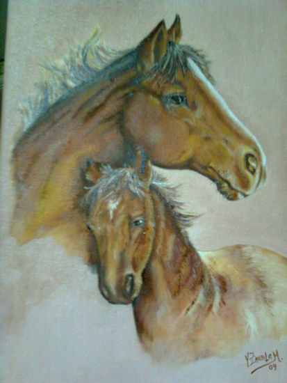 Caballos. Oil Canvas Animals