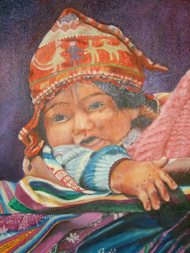 Niño en la espalda de su madre.