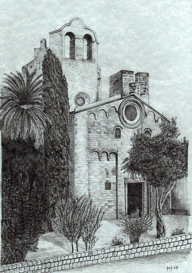 Esglesia romanica de Sant Pau del Camp-Barcelona Charcoal