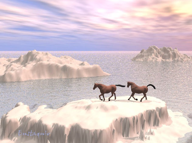 Dos caballos sobre rocas de arena