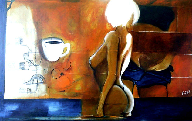 cafe y mujer Acrylic Canvas