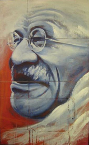 Retrato Gandhi Mixed media Canvas Portrait