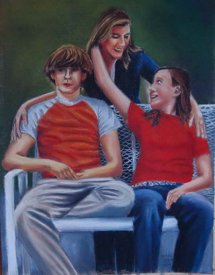 La Familia Pastel Paper Figure Painting