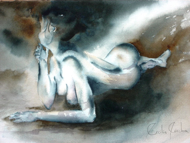 Noche sobre la arena Watercolour Paper Nude Paintings