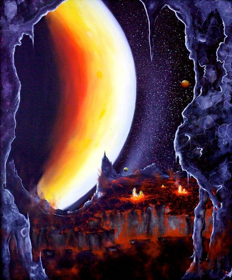 Luna en la constelacion de Aurara Oil Canvas Landscaping