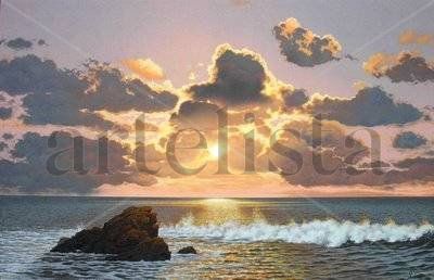 ´´atardecer #6´´ Oil Canvas Marine Painting