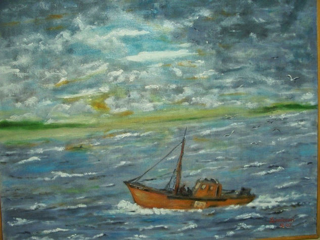 Regreso Oil Panel Marine Painting