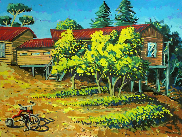 La Casa de Barba y Nani Gouache Papel Paisaje