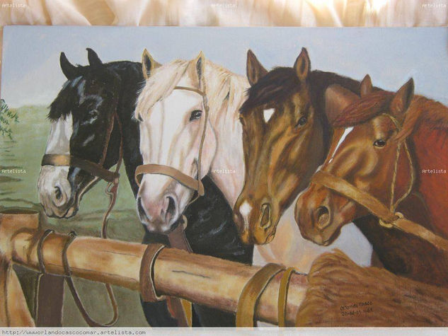 Caballos en Descanso Acrylic Canvas Animals