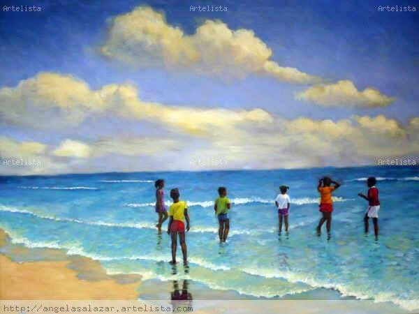 Domingo en la playa Oil Canvas Landscaping