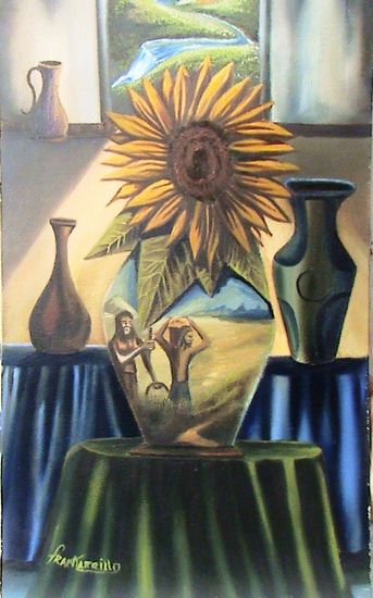 EL GIRASOL Por su misericordia ahora le sirvo al señor Jesucristo la honra y la gloria sea para el Oil Canvas Floral Painting