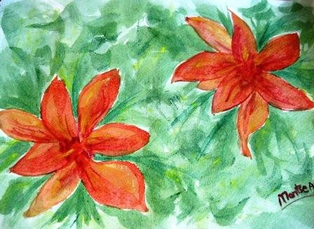 Flores Rojas Watercolour Paper Floral Painting