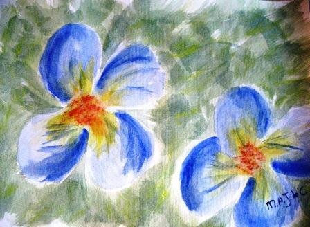 Flores Azules Watercolour Paper Floral Painting