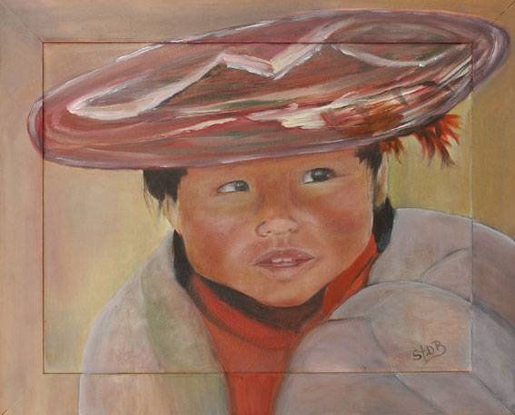 Niño del Altiplano Oil Canvas Figure Painting