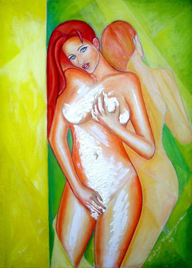 Kyla bañandose Oil Canvas Nude Paintings