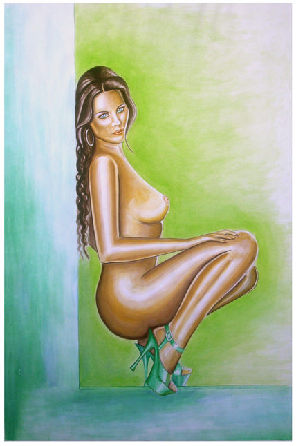 Kyla en tacones verdes