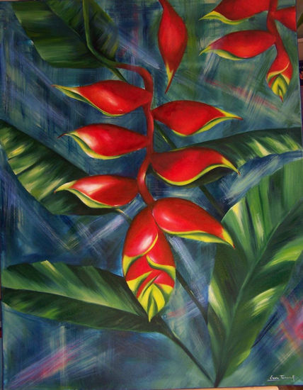 rojo impacto Oil Canvas Floral Painting