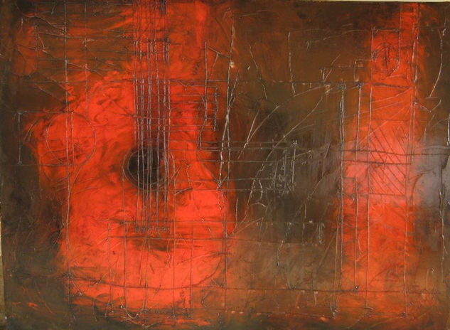 Anatomìa de guitarra Mixed media Panel Figure Painting