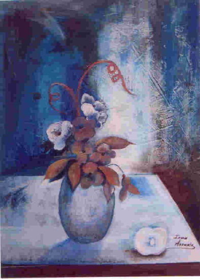 Florero Azul Acrylic Canvas Still Life Paintings