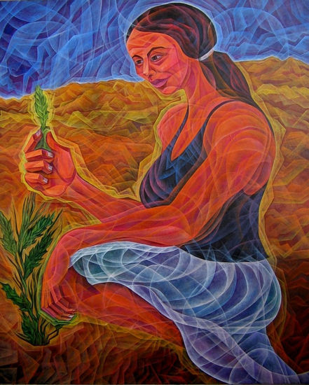 "CULTIVADORA" Acrylic Canvas Figure Painting