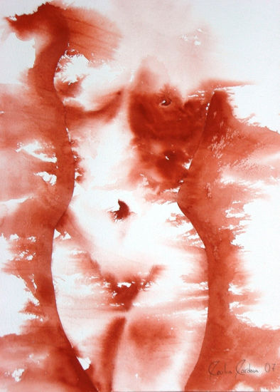 "Cuerpo de fuego" Watercolour Paper Nude Paintings