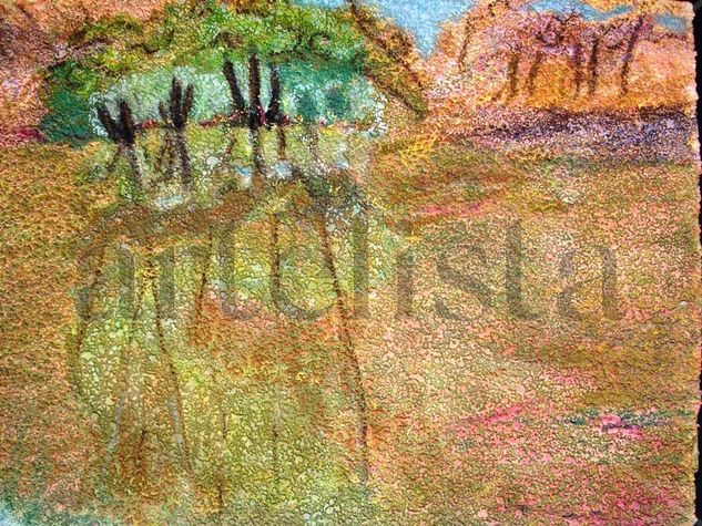 By the river Pastel Papel Paisaje