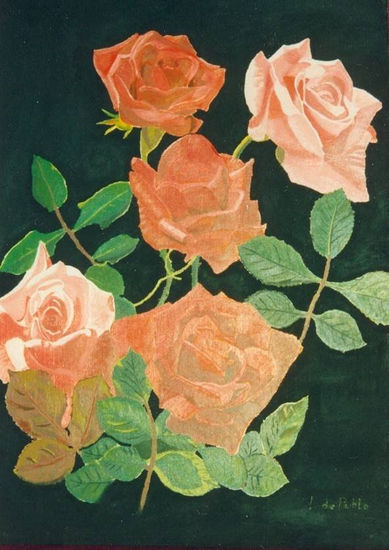 Rosas Oil Panel Floral Painting