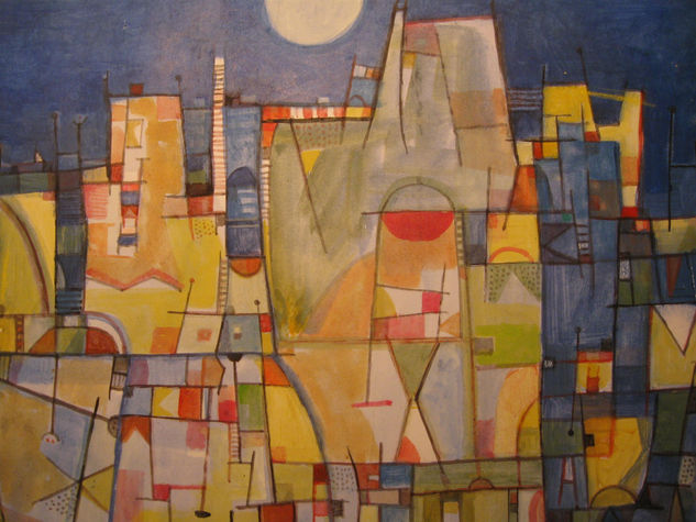 nocturno Media Mixta Papel Paisaje