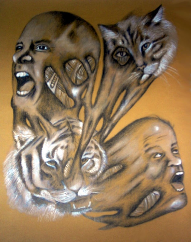 composición de simbiosis humano y animal  serie 2