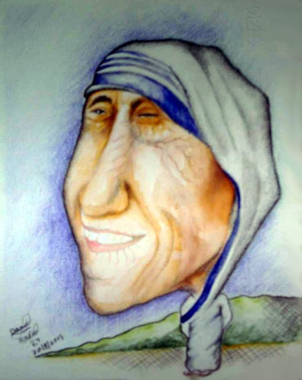 Caricatura de Madre Teresa de Calcuta Carboncillo