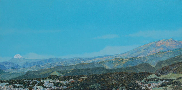 Vista de Coatepec desde el cerro de las culebras Óleo Lienzo Paisaje