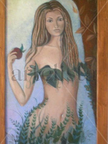 eva? Oil Panel Figure Painting