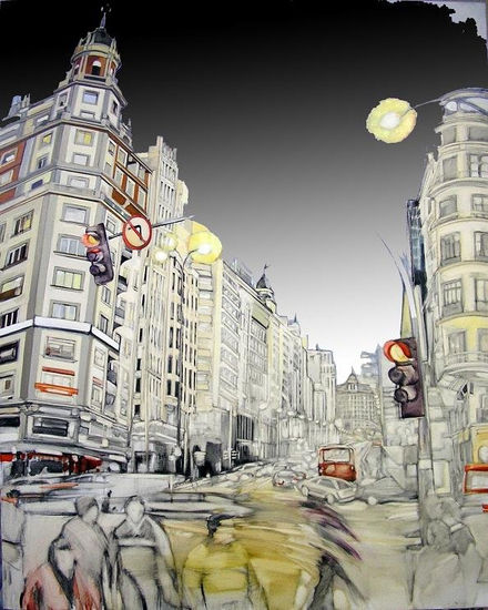 La Gran Vía II. Oil Canvas Landscaping