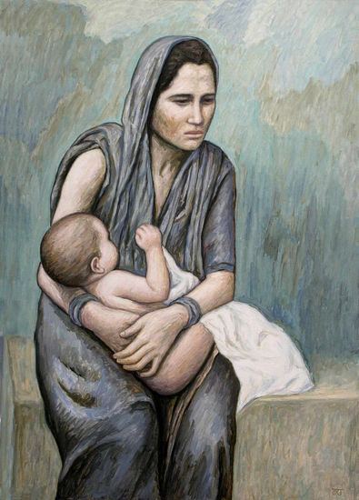 Maternidad Oil Canvas Figure Painting