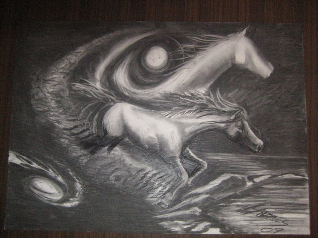 Caballo salvaje liberandose de su espiritu Lunar Grafito Otros Otros