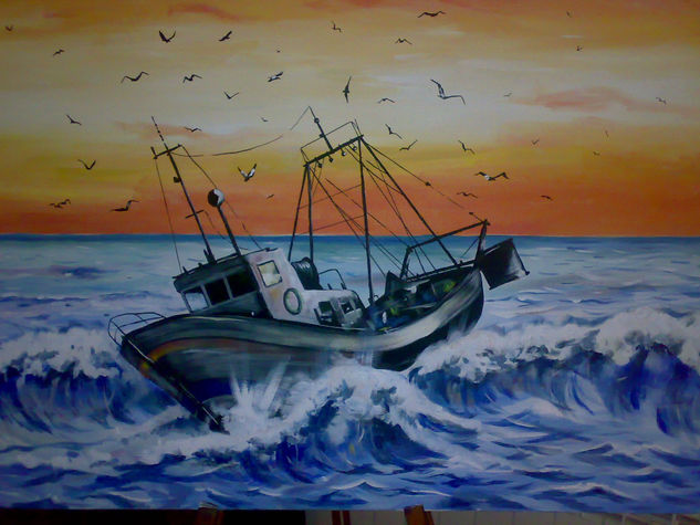 DE REGRESO.. Acrylic Canvas Marine Painting