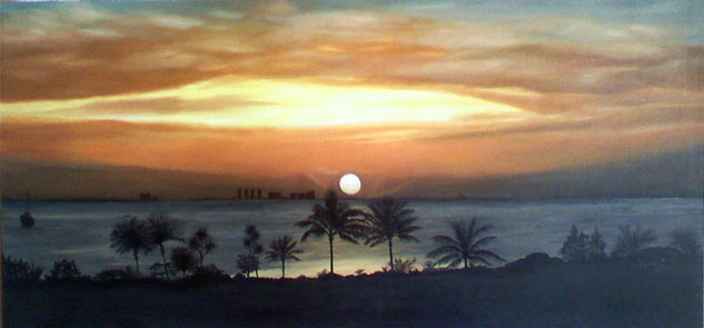 ATARDECER EN CANCUN Oil Canvas Marine Painting