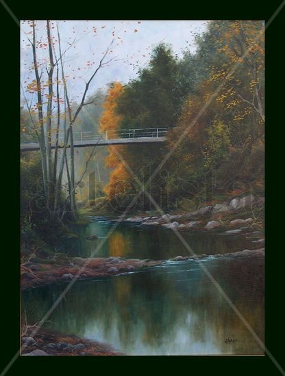 ribera con puente Oil Canvas Landscaping