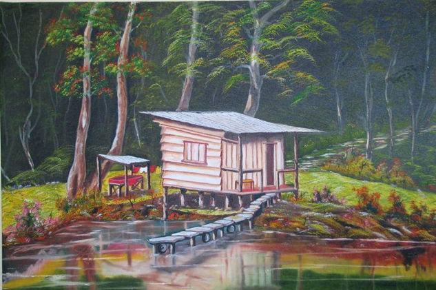 Casita Tortuguero Limon Oil Canvas Landscaping