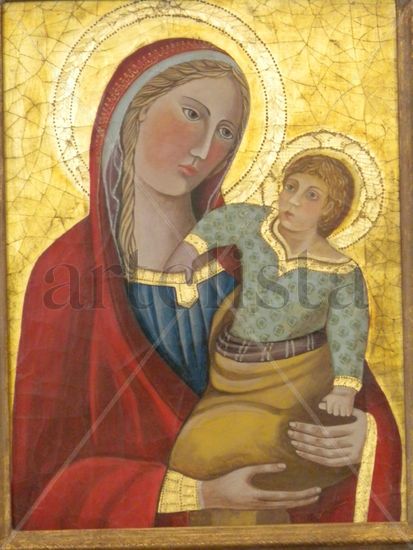 MADONNA CON NIÑO, AUTOR ORIGINAL DESCONOCIDO Others Panel Figure Painting