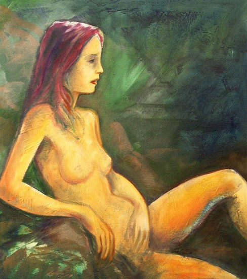 Posando Oil Panel Figure Painting