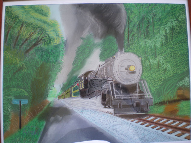 Tren de humo Pastel Paper Landscaping