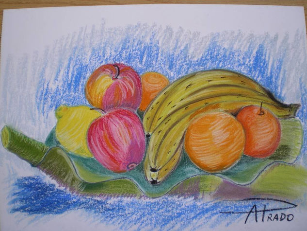 Bodegon en hoja 2 Pastel Paper Still Life Paintings