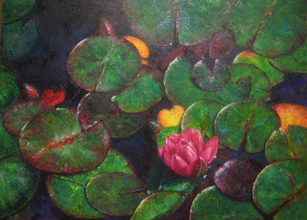 Nenúfares II Oil Panel Floral Painting