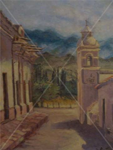 Iglesia de Seclantas (Salta) Óleo Lienzo Paisaje