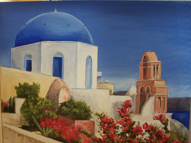 Santorini Oil Canvas Landscaping