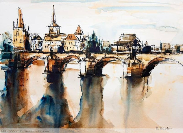 Praga Watercolour Canvas Landscaping