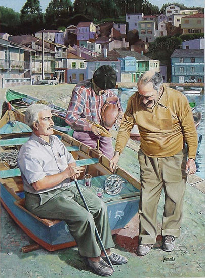 Sardiñada no Porto Oil Canvas Figure Painting