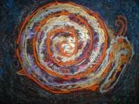 caracol en el espacio Mixed media Panel Figure Painting